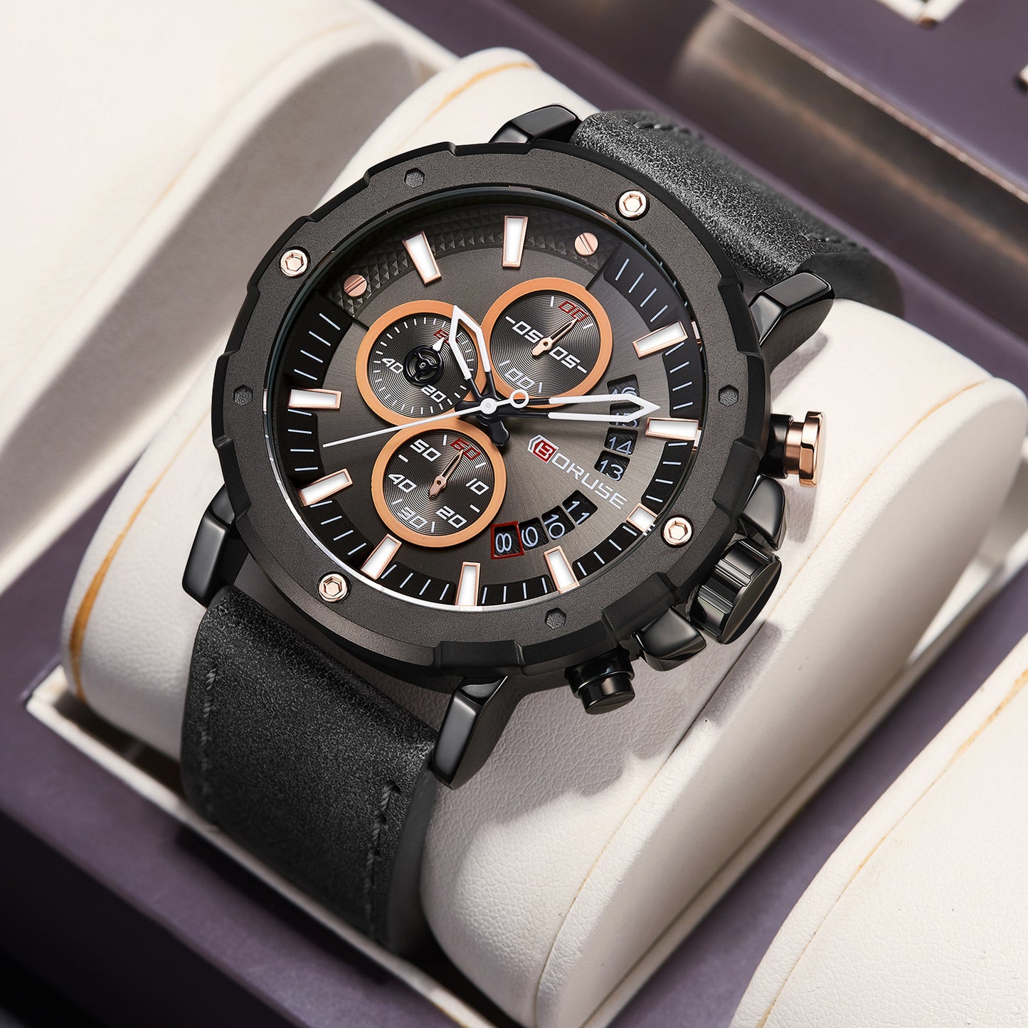 Wasserdichte Echtleder Herren Uhr