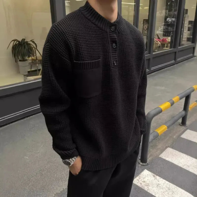 Henry Collar Rundhals, old money Pullover für Herren